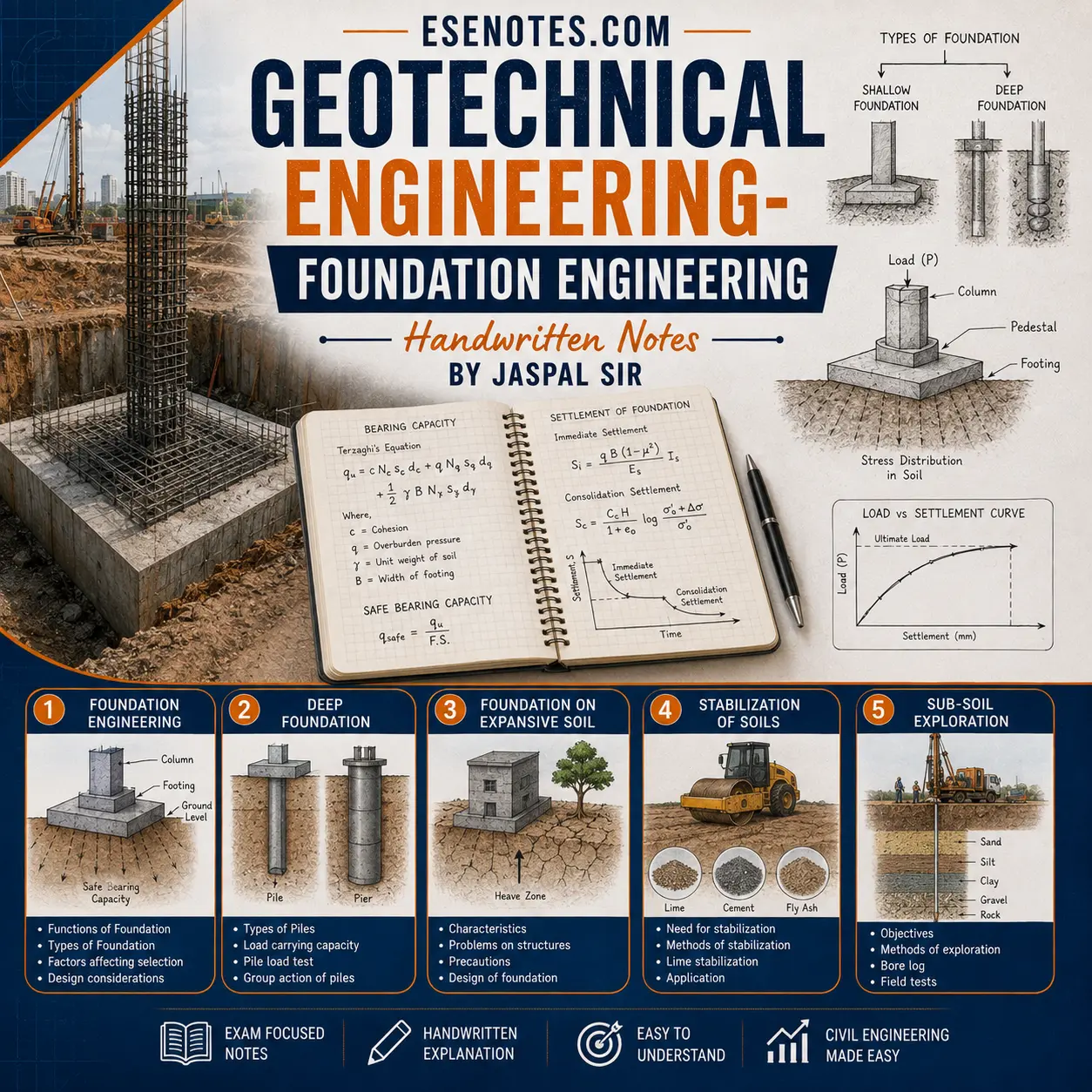 Geotechnical Engineering- Foundation Engineering Handwritten Notes
